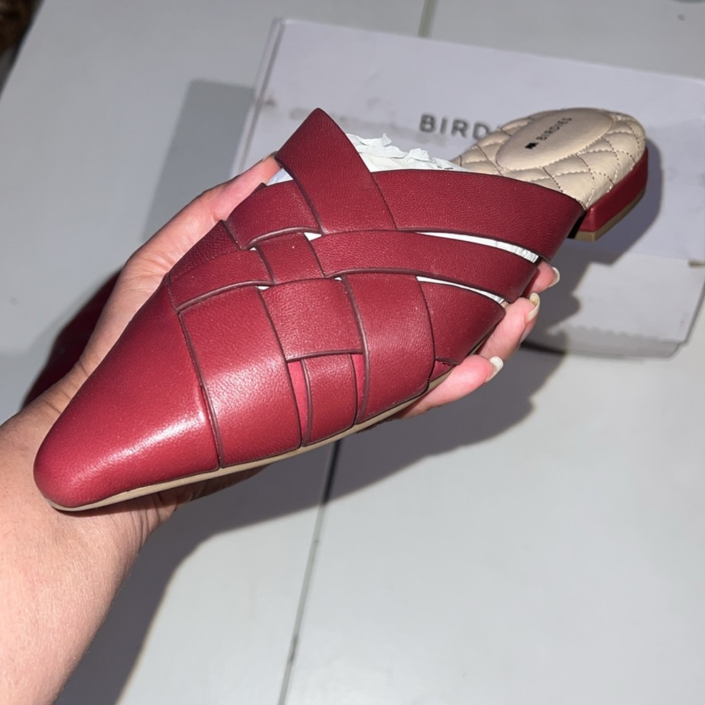Birdies The Dove Burgundy Crossed leather Slip-On Flats 9.5 - Picture 10 of 13